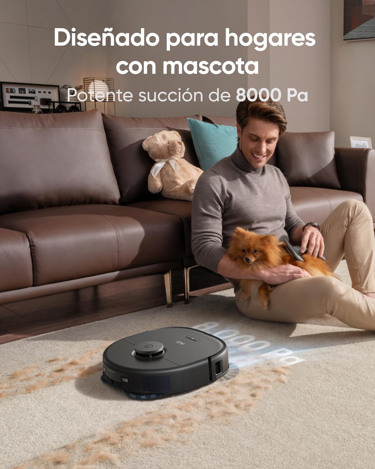 eufy X10 Pro Omni Robot Aspirador con Base Autovaciado y Mopas Giratorias, Mopa Doble con Elevación Automática de 12 mm, Detección de Alfombras, Antiobstáculos AI, Lavado y Secado automático, Negro