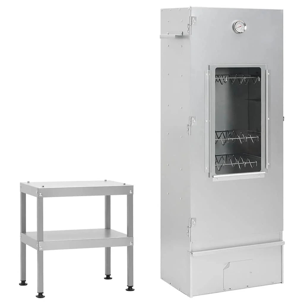 Horno Ahumador De Barbacoa Con Mesa Acero Galvanizado Vidaxl