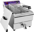 Freidora eléctrica Inox 16L Profesional Comercial, 3000W Acero Inoxidable Freidora con grifo