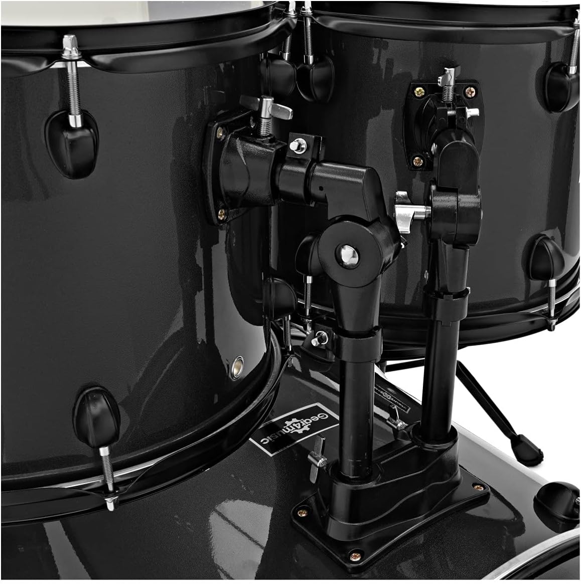 Gear4music BDK-1 Kit de Batería Compacta Completa para Principiantes - Batería Acústica de 5 Piezas, Platillos, Pedal de Bombo, Sillín y Baquetas - Negro