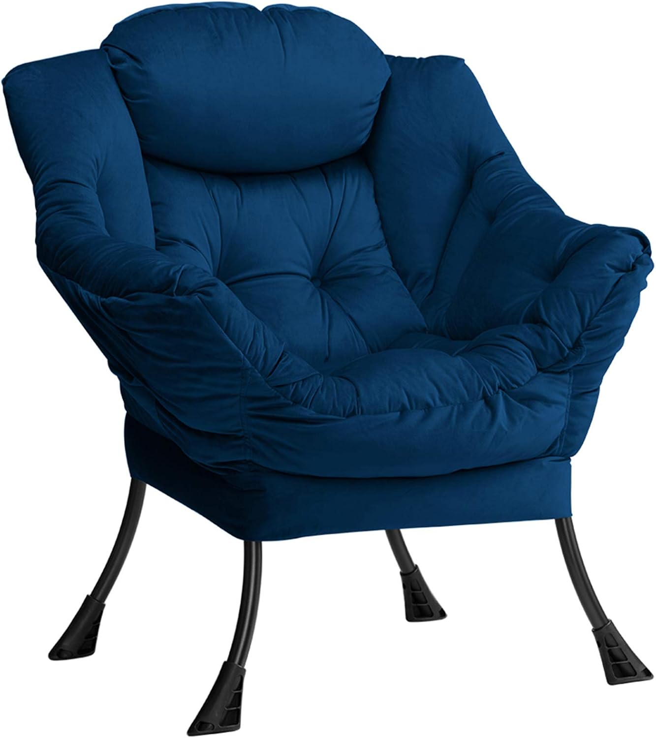HollyHOME Poltrona, Relax Poltrona con Braccioli e Divano Pocket, Tessuto in Velluto, Leisure Sofa con Tessuto Moderno e Struttura in Acciaio, Blu Scuro