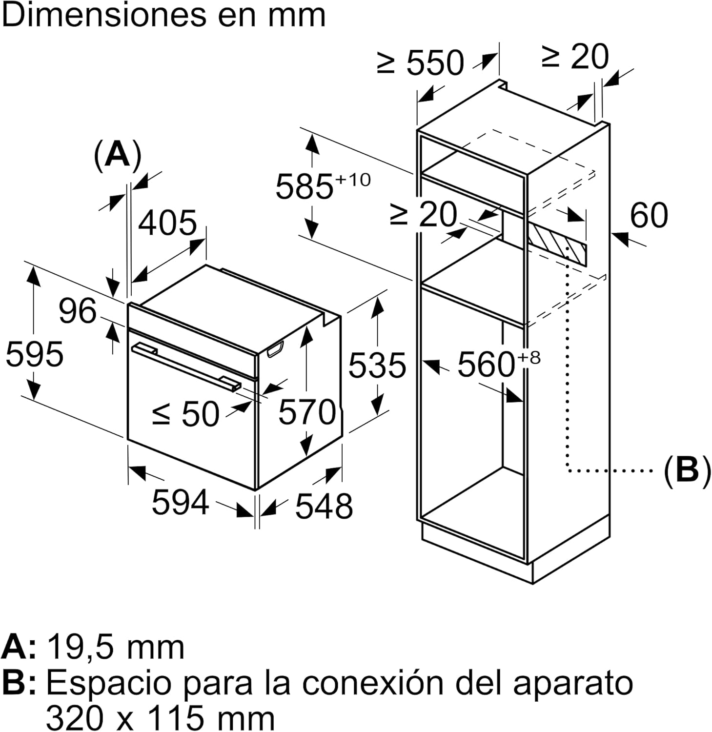 Bosch - Horno Multifunción, Serie 4, 60 cm. de ancho, Asistente de limpieza con agua, 3D Hotair, Acero, HBA514ES3