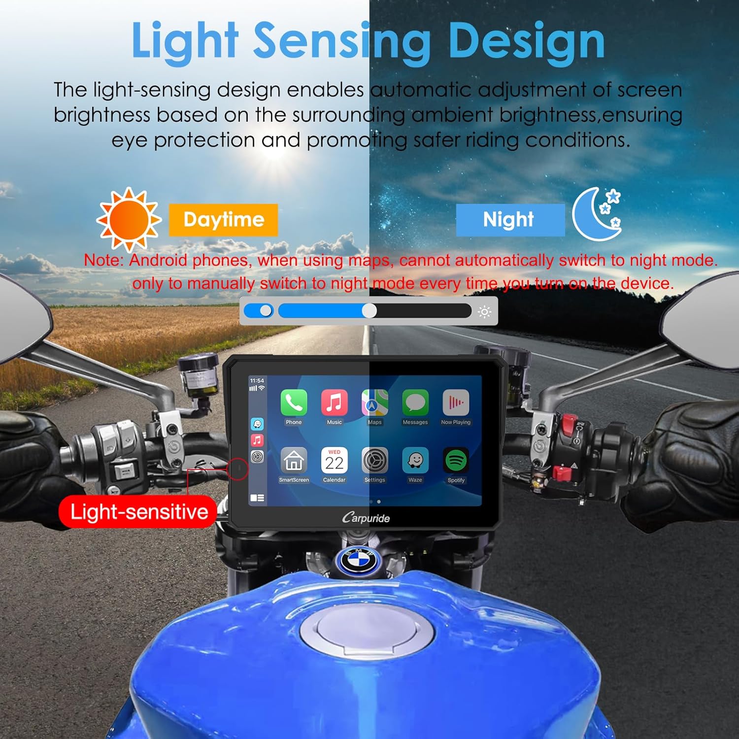 Carpuride W702 Pro Motocicleta Pantalla Carplay con Intercomunicador Función, Inalámbrico CarPlay y Android Auto, Portátil 7 Pulgadas Impermeable Pantalla Táctil, Dual Bluetooth, Navegación, Brújula.