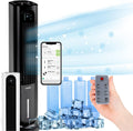 KLARSTEIN Polar Tower Smart Climatizador Evaporativo – 4 en 1: Ventilador, Humidificador & Purificador, Control App & Alexa, Depósito 7L, 3.306 m³/h, Modo Noche, Portátil con Ruedas, Negro