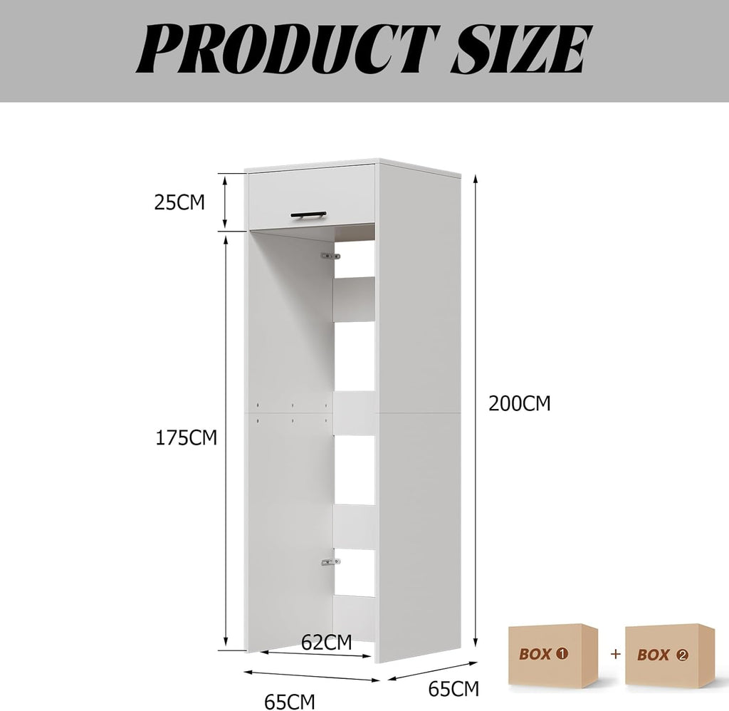 MSFE Armario para Secadora y Lavadora,Mueble Lavadora con Espacio de Almacenamiento,Estantería Organizador de Baño,Estantería para Cuarto de Baño,200 * 65 * 65 CM,Enviado en 2 Paquetes