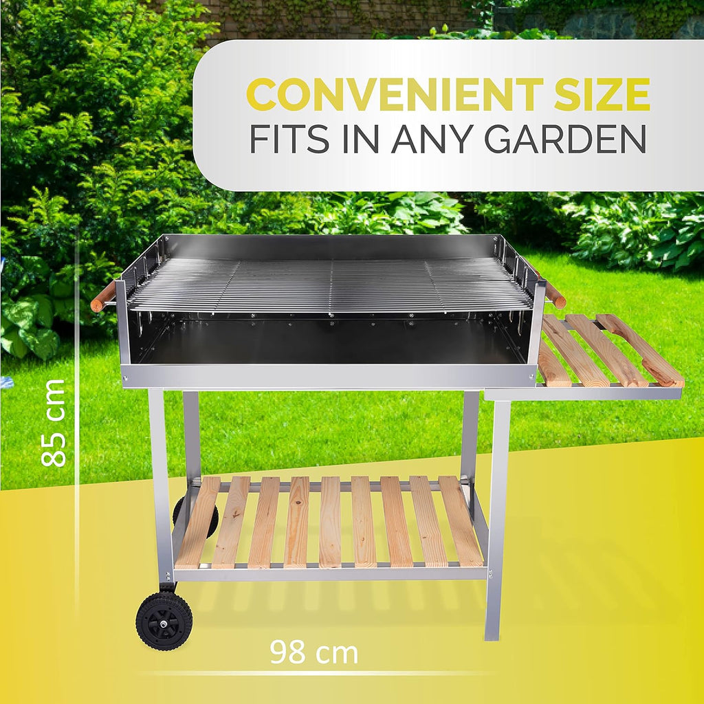 BBQ Collection Wózek grillowy na kółkach - węgiel drzewny - wózek - stal nierdzewna