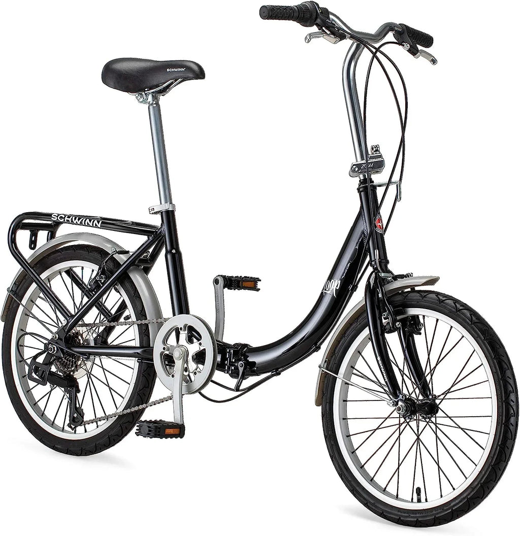 Bicicleta plegable Schwinn Loop para adultos, ruedas de 20 pulgadas, transmisión de 7 velocidades