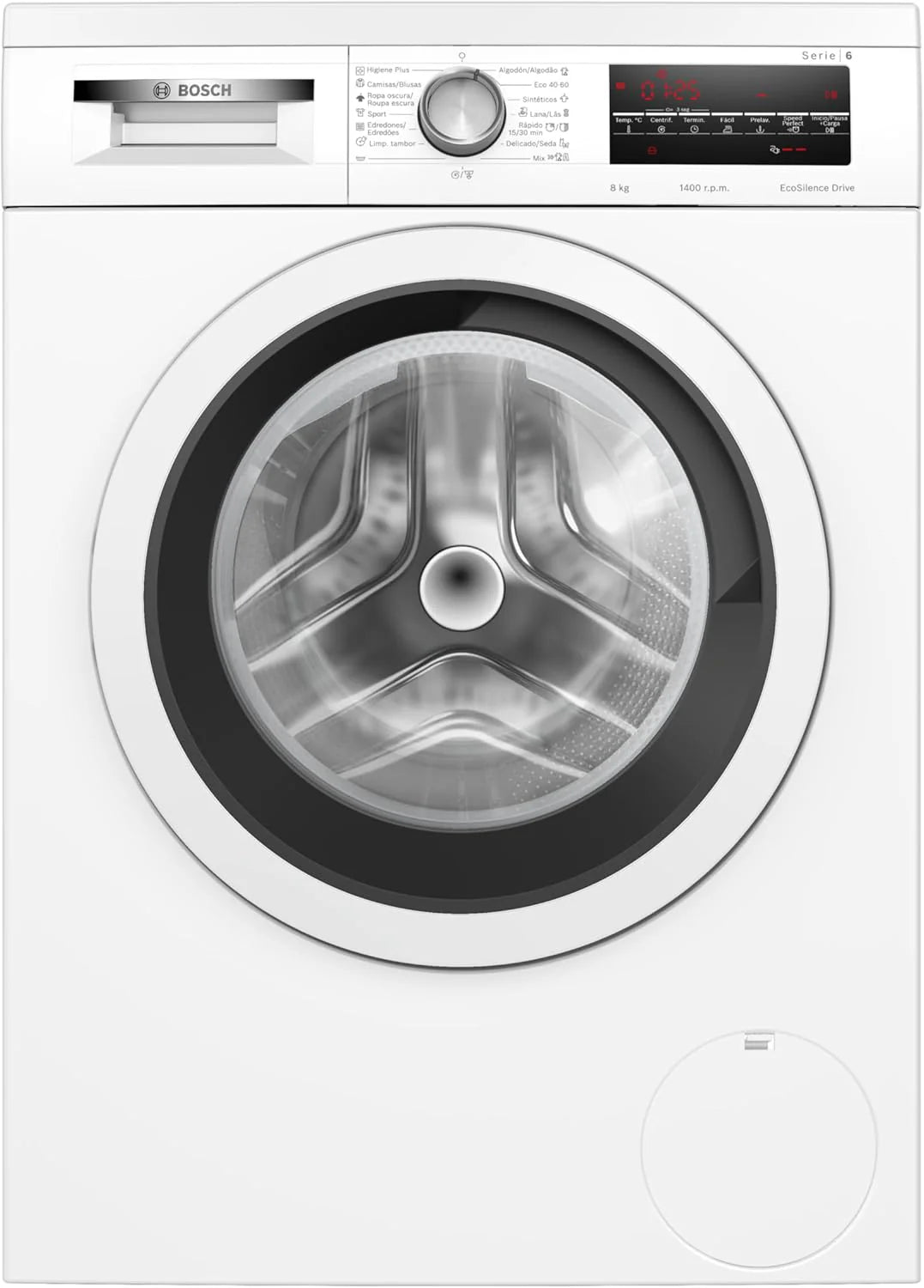 Bosch Washing Machine, Free Installation, 8 kg, Series 6, EcoSilence, Anti-Fingerprint Steel, WUU28T8XES