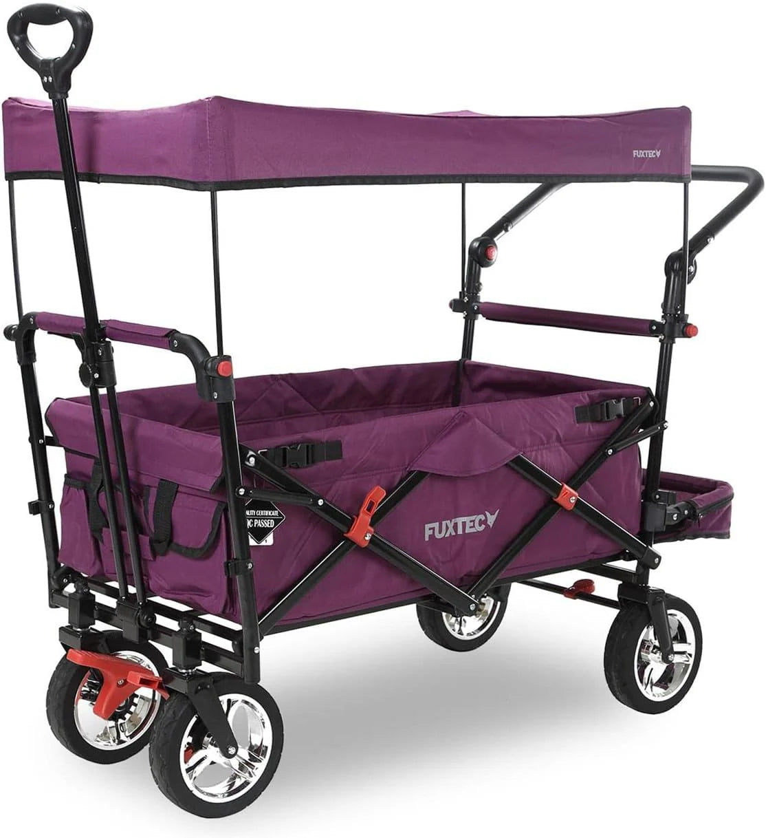FUXTEC Bollerwagen CT800, Folding Cart, Fux Family Collection – Garden Cart for Children, Transport, by City, Country, Beach or Mountain – Pull or Push – Load Capacity 75 kg