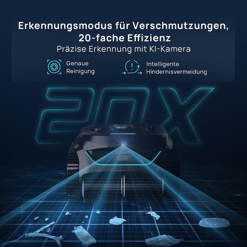 (Nowy model 2025) WYBOT C2 Vision-A bezprzewodowy basen z kamerą AI, 8 trybów, podwójny filtr, mocne ssanie, czyszczenie linii wodnej, robot basenowy ściany i dno