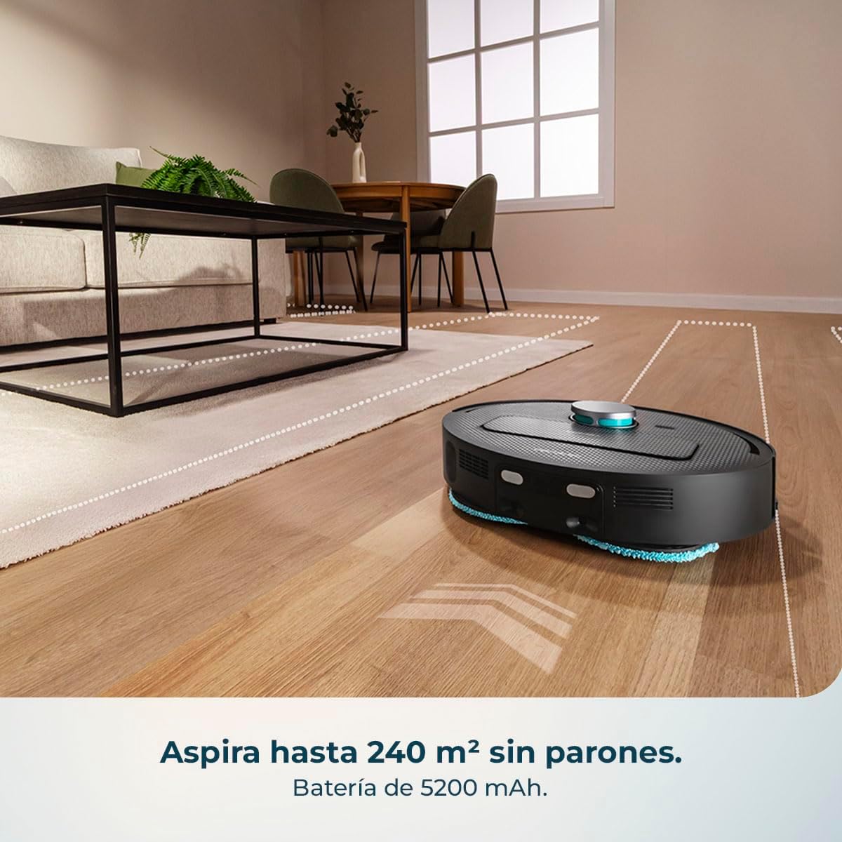 Cecotec Robot Aspirador y Friegasuelos con Base de Autovaciado y App Conga X50 X-Treme. Navegación Láser, Mapeo Interactivo, 15000Pa, Autonomía 240mins, Mopas Elevables, Base con 3 Depósitos