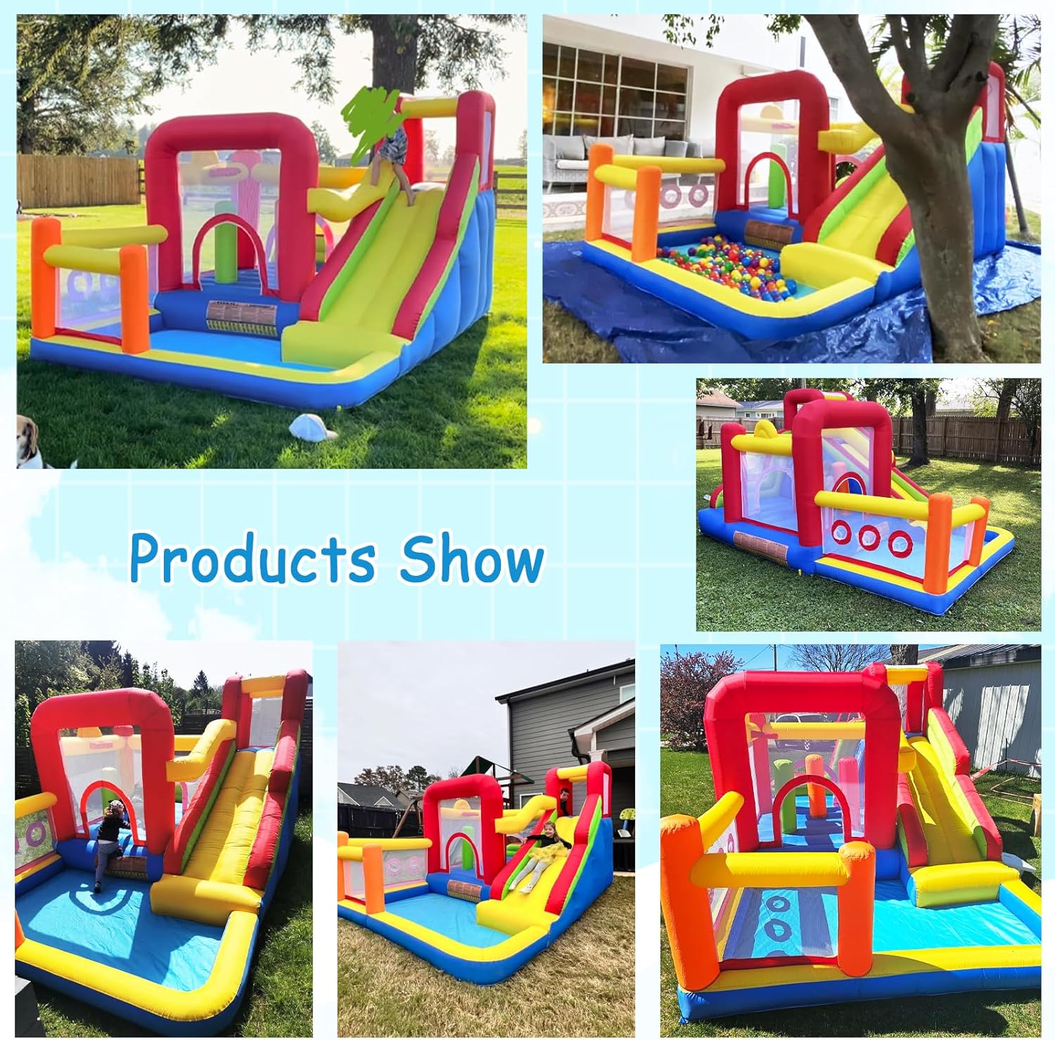 Castillo hinchable infantil con soplador – Multifuncional, red de seguridad, seguro y duradero, perfecto para cualquier temporada, para interior/exterior