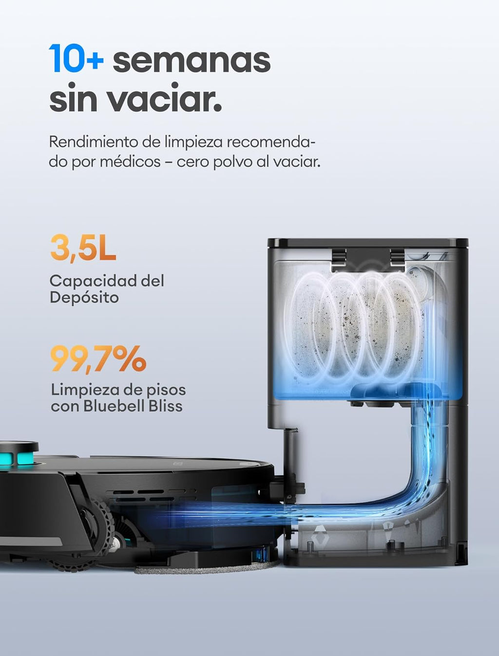 Ultenic T20 Pro Robot Aspirador Autovaciado, Evitación Mejorada, Sistema Dual Láser (Frontal + LDS) Evita Cables, Bajos, 8000Pa, 200m², Control por Voz y App, Alexa, Google Home