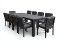 Conjuntos de comedor de jardín 200x100x75 cm - mesa de aluminio con 10 sillas tapizadas - negro-gris - diseño moderno exterior