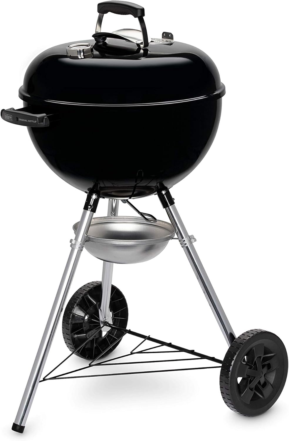 Weber Grill Węglowy Weber Original Kettle Premium, Pokryty Emalią Porcelanową, Powierzchnia Grillowania 57cm, System Czyszczenia One-Touch, Termometr w Pokrywie, Stojak Trójnożny, Kółka, Czarny