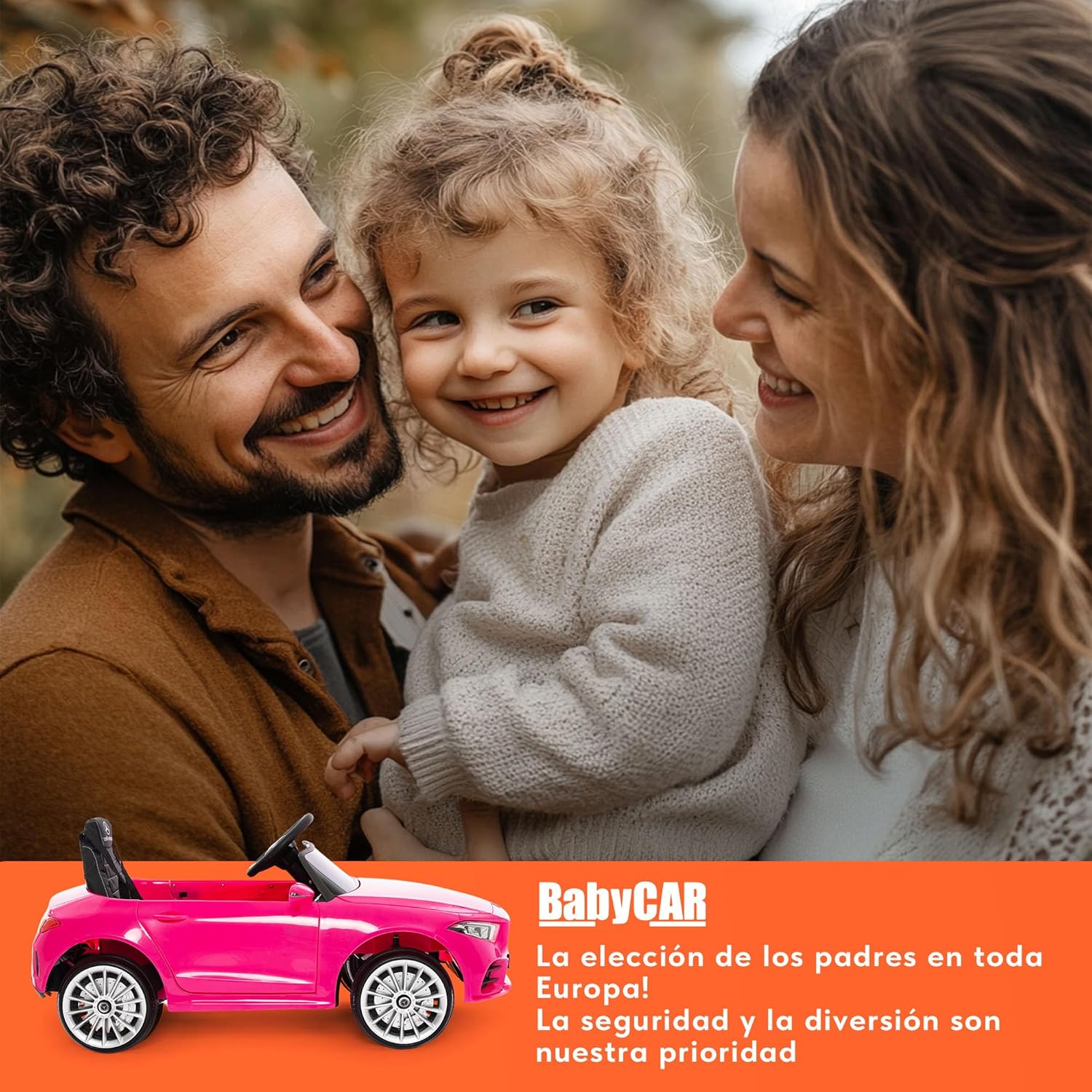 BabyCar Mercedes CLS 350 AMG | Coche Electrico para Niños 12V con 2 Motores 25W | Carro Electrico Infantil con Mando Parental, Asiento de Piel, Puertas Abatibles, MP3/USB | Mercedes Oficial | Rosa