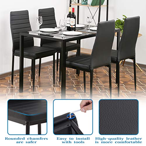 2025 Conjunto de comedor FDW, mesa de vidrio con sillas, para espacios pequeños, mesa de cocina y 4 sillas