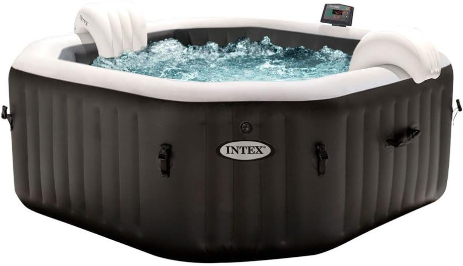 Intex Spa hinchable 4 personas octogonal, Burbujas Deluxe y chorros de agua (55081)