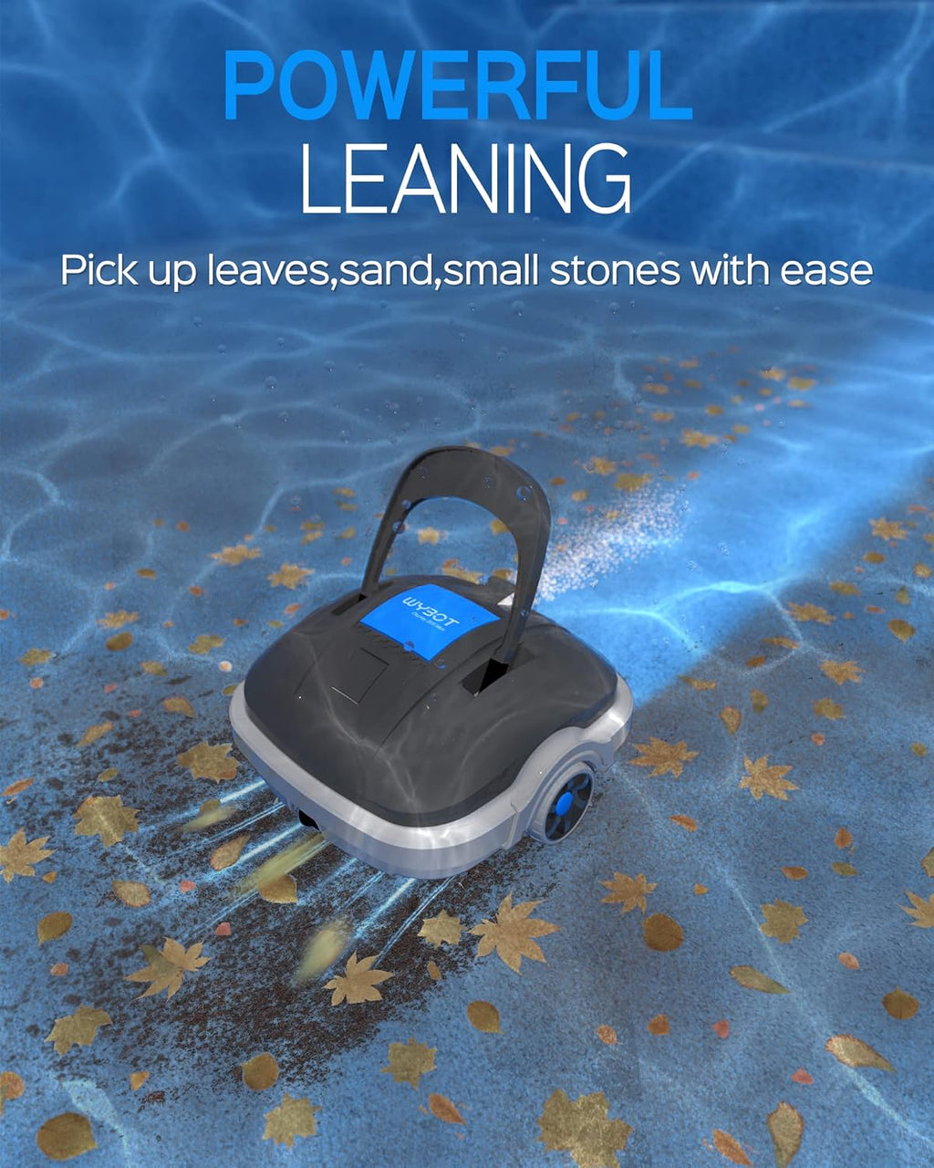 Robot Limpiafondos Piscina Electrico sin Cable para Aspirador Piscinas de hasta 80m², 100 Mins Doble Filtración y Estacionamiento Automático, Robot Limpiafondos Piscina con Motores de Doble Tracción