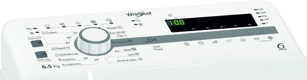 Whirlpool - Lavadora carga superior 6.5 kg TDLR 65230SS EU/N blanco, 1200 rpm, tecnología 6th sense y freshcare, motor universal, eficiencia NEL D