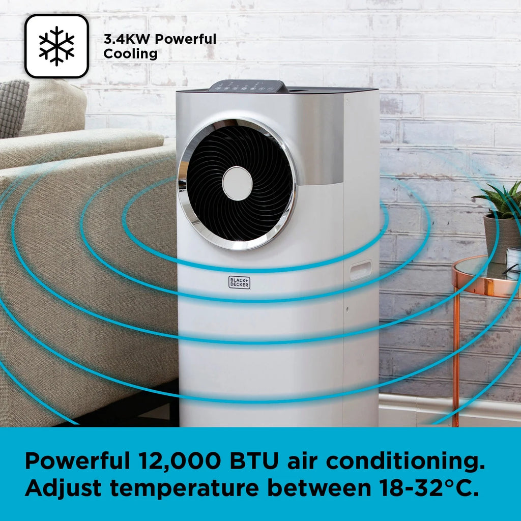 Aire Acondicionado Móvil 3 en 1 Black+Decker BXAC40008GB 12000 BTU Blanco