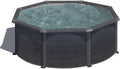 Gre KIT240GF Piscina de Acero Elevada, Redonda con Aspecto Acero Grafito, Piscinas Desmontables para Jardín, 240 x 120 cm, Kea