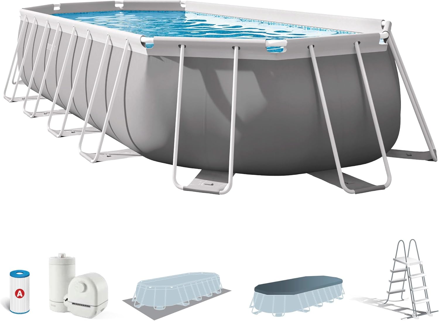 Intex 26798NP - Piscina desmontable ovalada intex prism frame 610x305x122 cm con depuradora