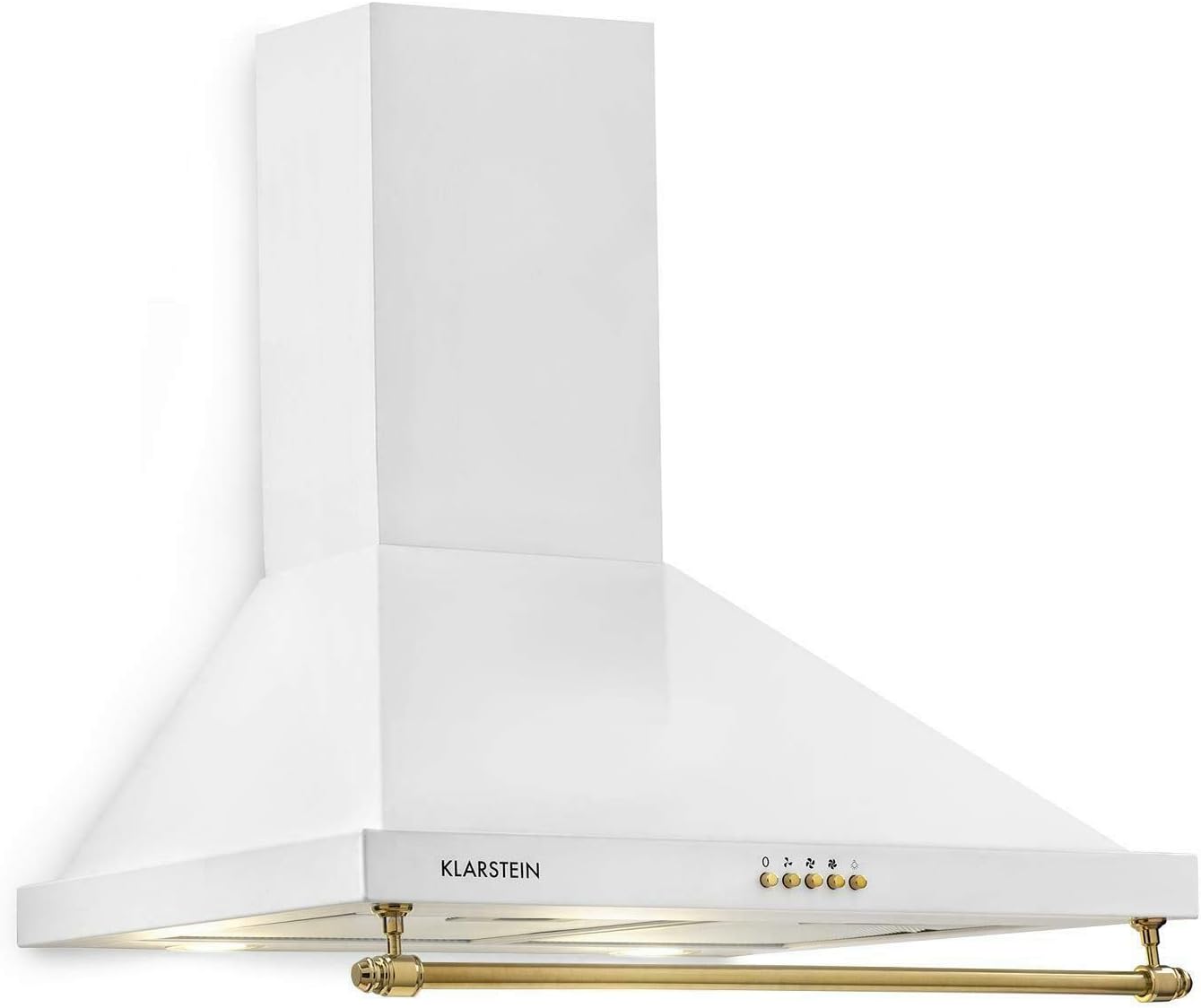 Klarstein Montblanc - Campana extractora 60 cm de pared cocina, 3 niveles, Extracción hasta 610 m³/h, Potencia 165W, Juego montaje incluido, Extractor con salida de aire, Filtro aluminio, LED, Blanco