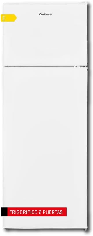 Corberó - Frigorífico 2 Puertas | CF2PV21324W | 57x54x145 | Capacidad 212L | Luz Interior, Crisper, Balcones Ajustables, Descongelación Manual, Estantes de Cristal, Huevera, Cubiteras | Blanco