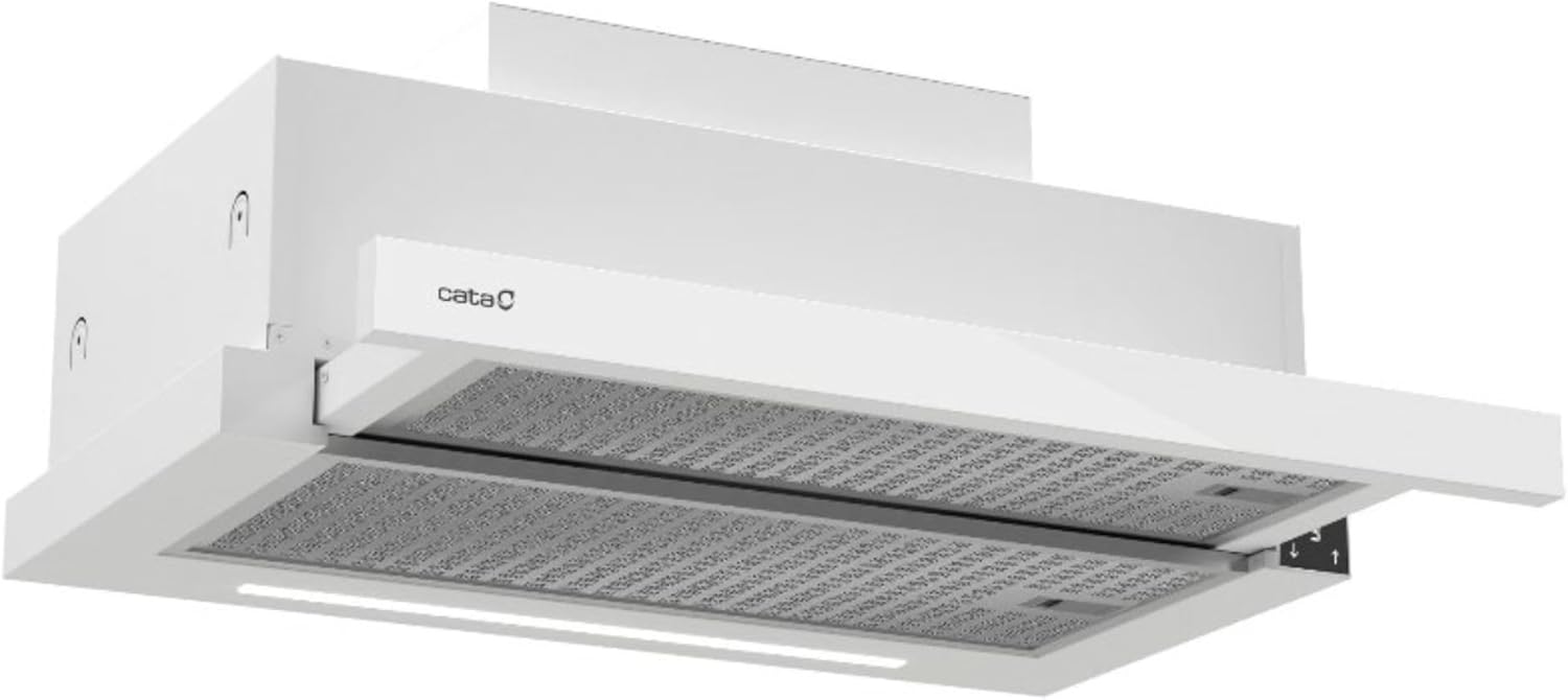 Cata Campana Extractora TFH 6830 GWH 6 Niveles de Extracción Panel de Control Táctil Nivel Sonoro 46 db Motor Extra Silencioso Iluminación LED Interior Blindado Fácil Limpieza Ancho 60 cm Color Blanco
