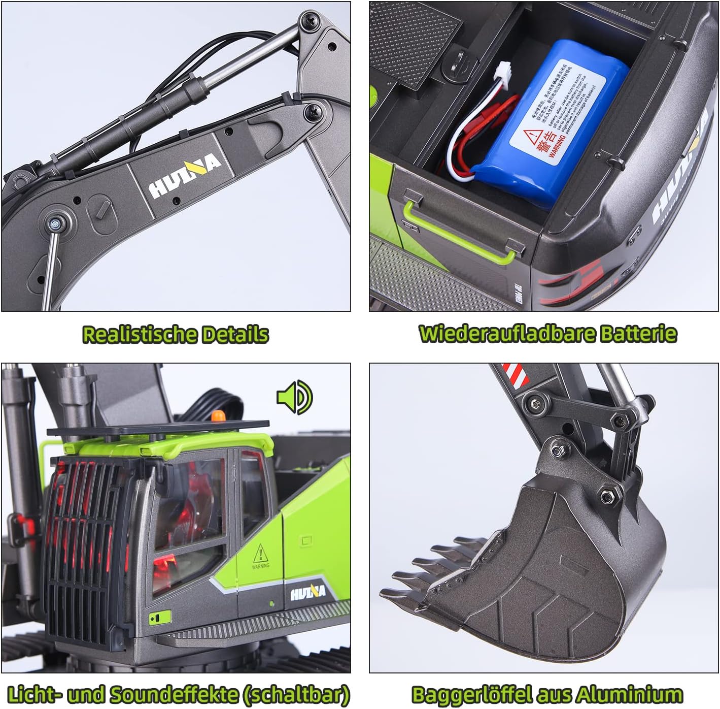 1:14 Excavadora Juguete Grande, 22 Canales Escavadoras Juguetes con todas las funciones, Excavadora Teledirigido RC +2 Baterías+3 Accesorios, Juguetes RC Pala, Gruas de Juguetes Niño 4 6 8 10 14+ Años