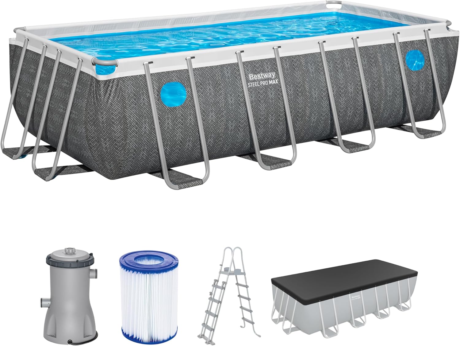 Bestway Juego de Piscina Rectangular Splashview de 16' x 8' x 48"/4.88 MX 2.44 MX 1.22 m