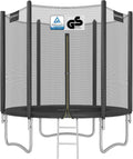 SONGMICS - Children's Outdoor Trampoline Diameter 183/244/305/366/427 cm, External Protection Net, Safety Cushions, Ladder, Straight Post 180 cm High, Steel Frame