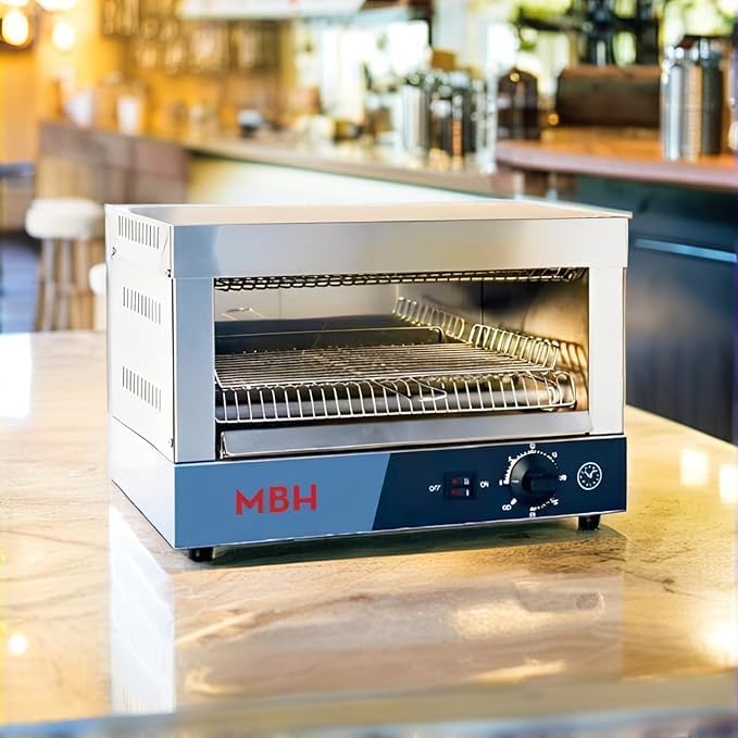 MBH - Tostadora profesional INOX eléctrica para HOSTELERÍA. Tostador de pan industrial 1 piso para bar y restaurante.