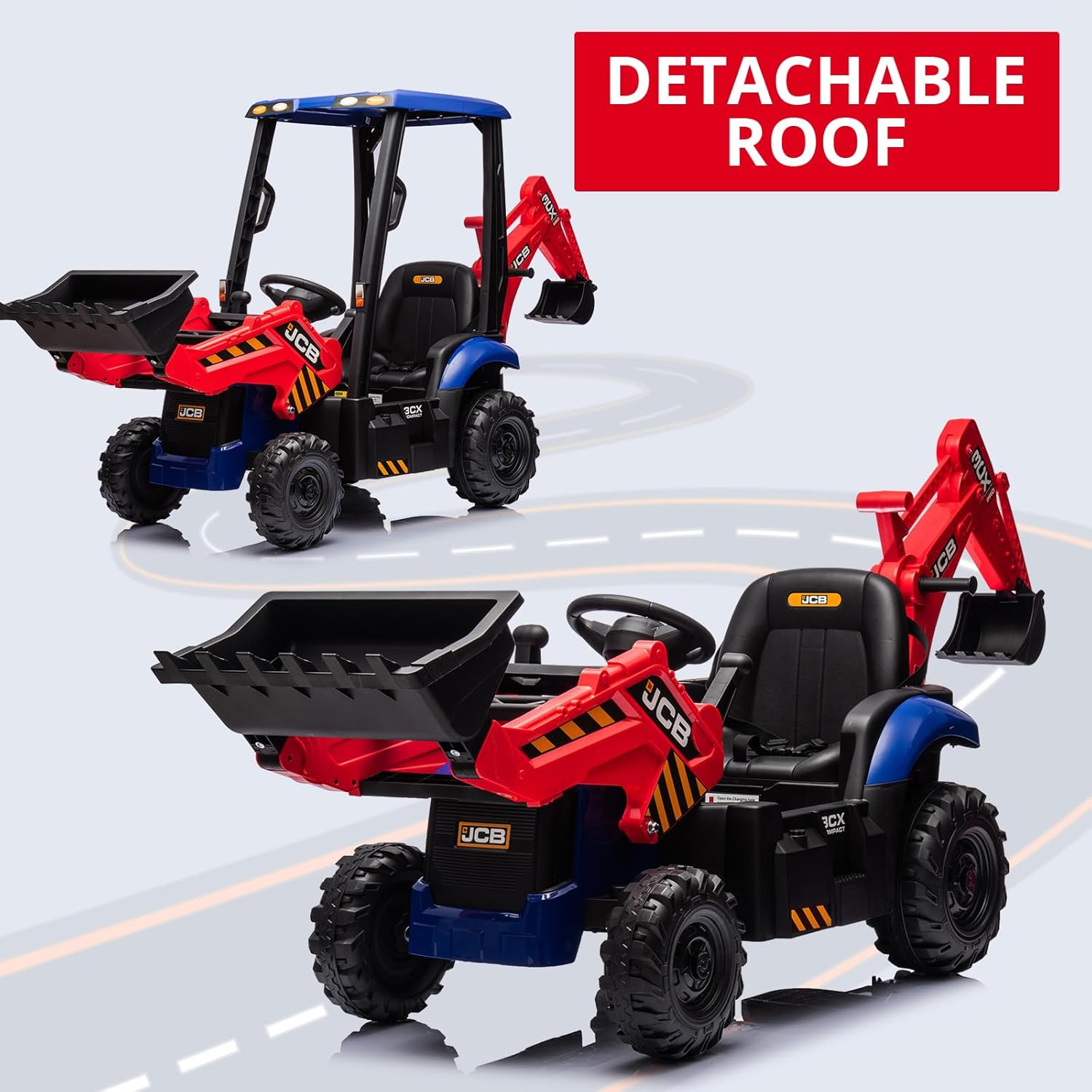 Tractor Eléctrico Infantil 4 En 1 De 12 V Con Excavadora/Buldózer/Techo Desmontable - Control Remoto Parental De 2.4 G, Bocina y Velocidad Ajustable (2-4 Km/h) - Juguete Seguro Para Niños De 3 Años En