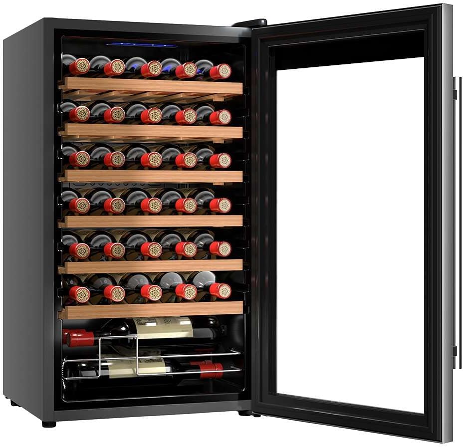 Cecotec Vinoteca 34 botellas Bolero grandsommelier 34030 inox compressor, 80 L, Enfriamiento por compresor, Temperatura regulable de 5 a 18ºC, Control táctil, Display, LED interior.