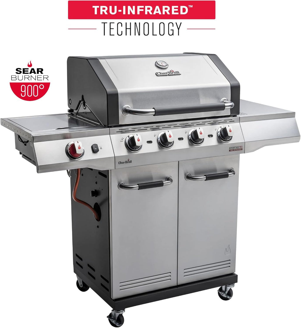 Char-Broil Barbacoa de Gas Advantage PRO S 4 - Barbacoa a gas con 4 quemadores y TRU-Infrared Technology, quemador de alto rendimiento de 900 °C, rejillas de hierro fundido