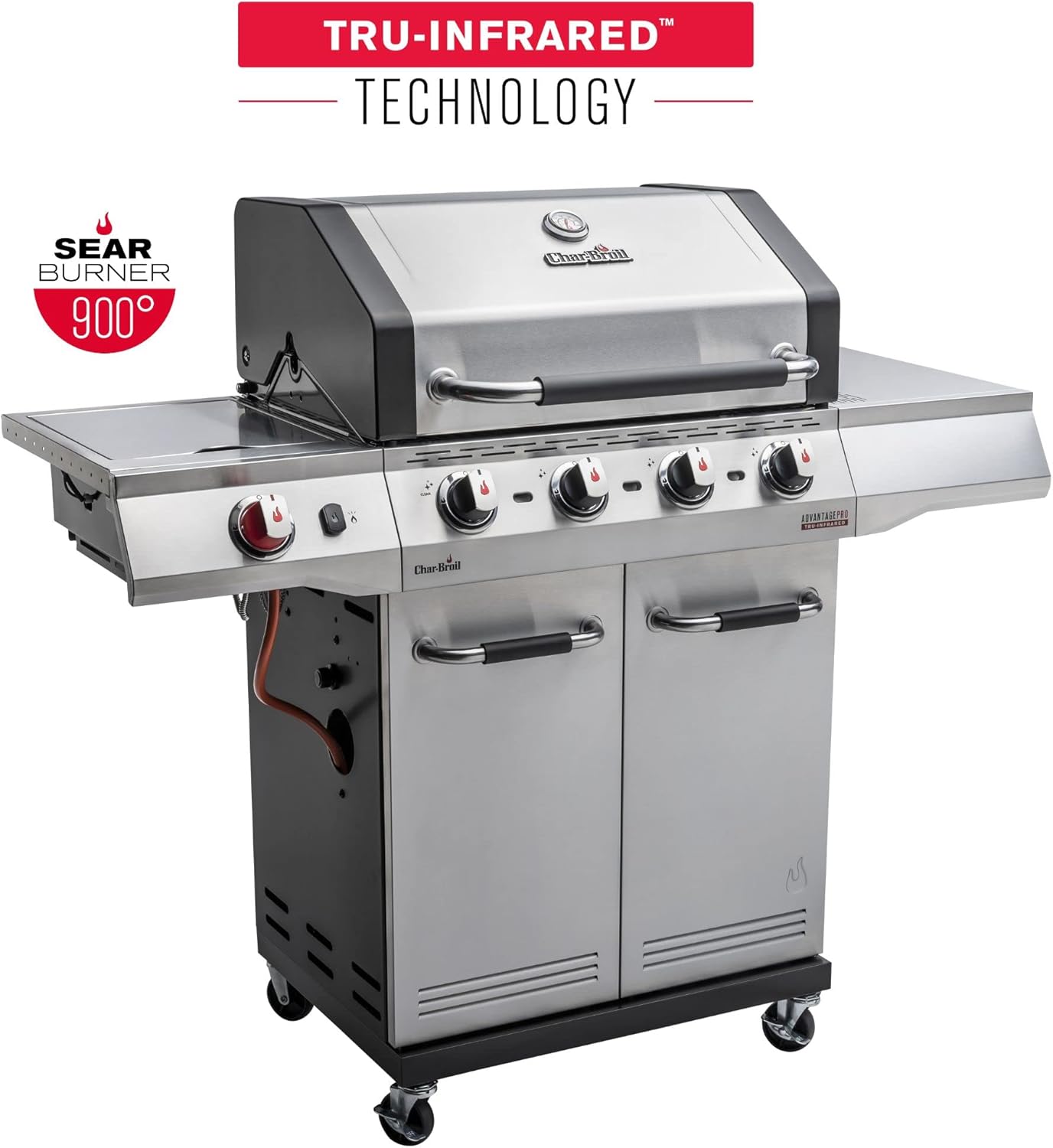 Char-Broil Barbacoa de Gas Advantage PRO S 4 - Barbacoa a gas con 4 quemadores y TRU-Infrared Technology, quemador de alto rendimiento de 900 °C, rejillas de hierro fundido