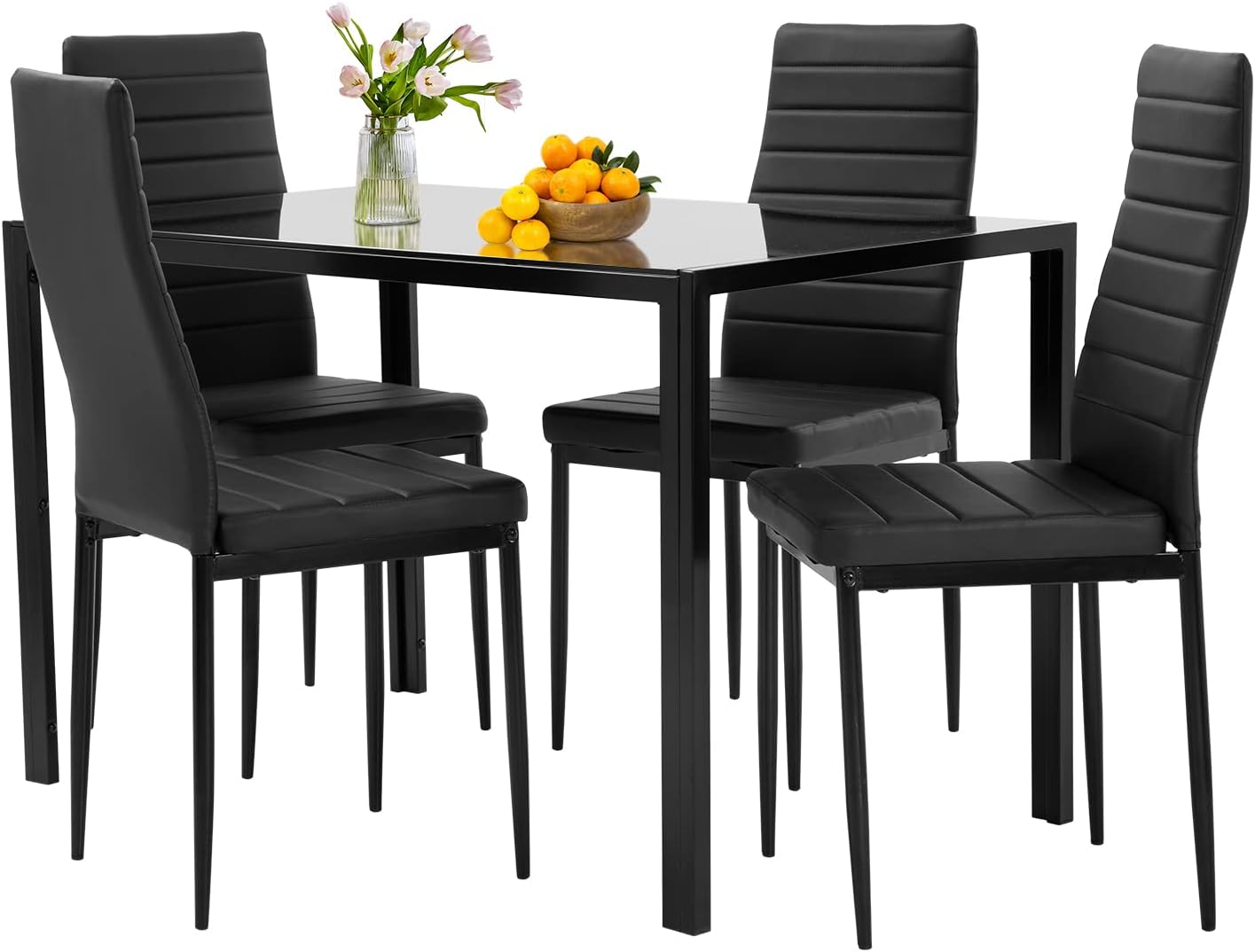 2025 Conjunto de comedor FDW, mesa de vidrio con sillas, para espacios pequeños, mesa de cocina y 4 sillas