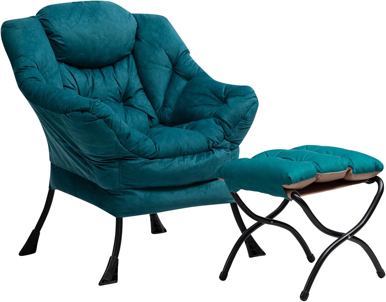 HollyHOME Poltrona, Relax Poltrona con Braccioli e Divano Pocket, Tessuto in Velluto, Leisure Sofa con Tessuto Moderno e Struttura in Acciaio, Blu Scuro