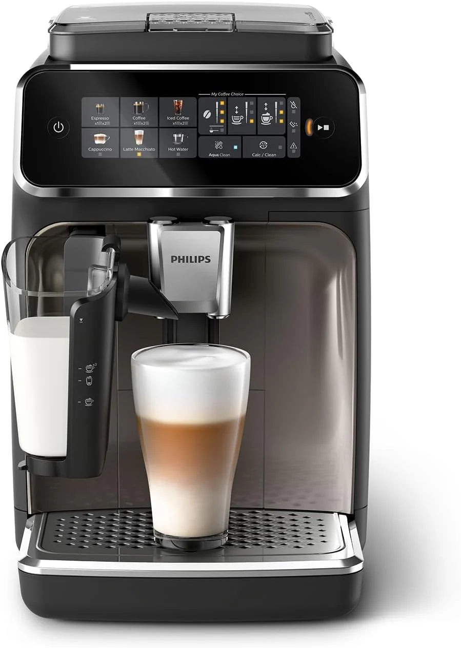 Philips 2300 Series Superautomatic Coffee Maker - LatteGo Milk System, 4 Coffee Types, Color Touch Screen, SilentBrew, Ceramic Grinder, Matte Black (EP2330/10)