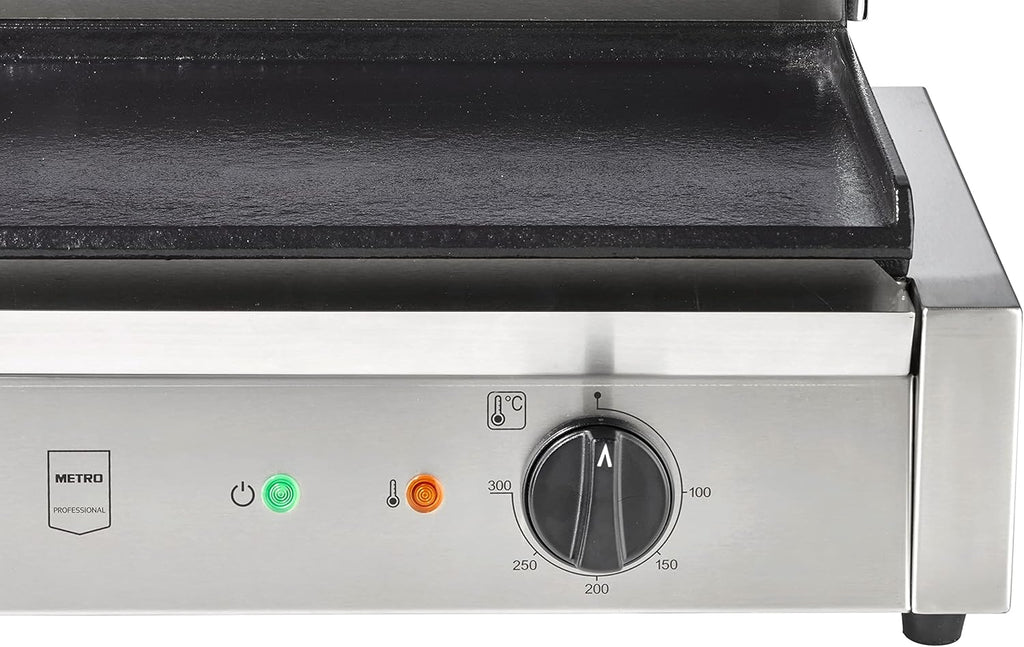 METRO Professional Plancha con Panini grill GPG1202, acero inoxidable, 43 x 36 x 20 cm, temperatura hasta 300°C, 45 paninis cada 60 minutos, plata