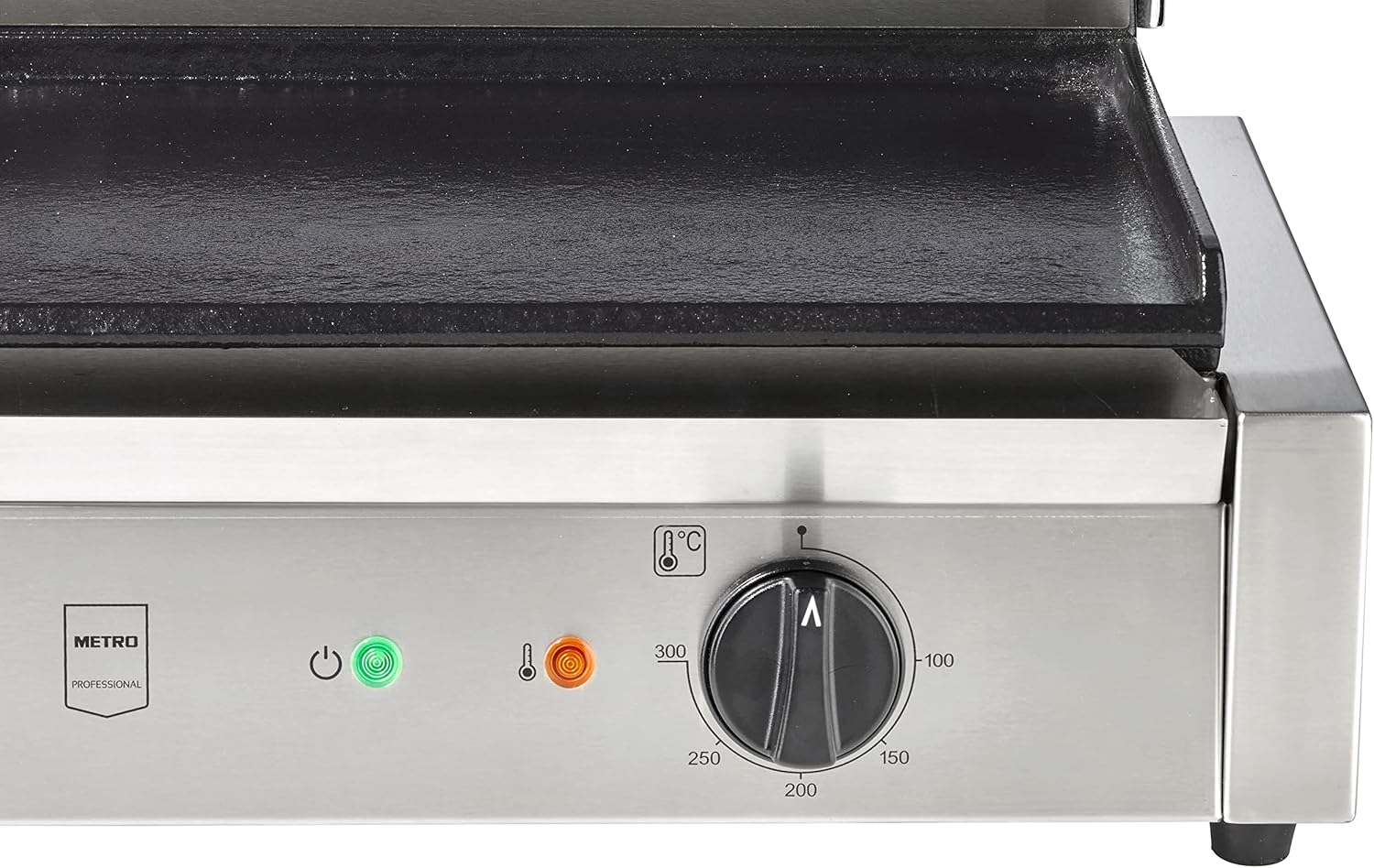 METRO Professional Plancha con Panini grill GPG1202, acero inoxidable, 43 x 36 x 20 cm, temperatura hasta 300°C, 45 paninis cada 60 minutos, plata