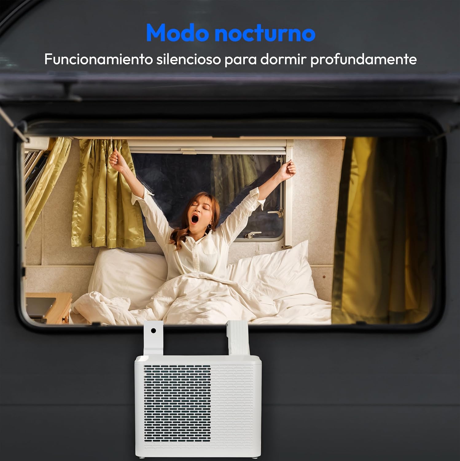 MEDION Smart Split Aire Acondicionado Caravana P502 (5000 BTU, 3 en 1, Refrigeración, Deshumidificación, Ventilador, hasta 12 m², ideal para caravanas, Campers, Modo Nocturno, WiFi, App, MD 37735)