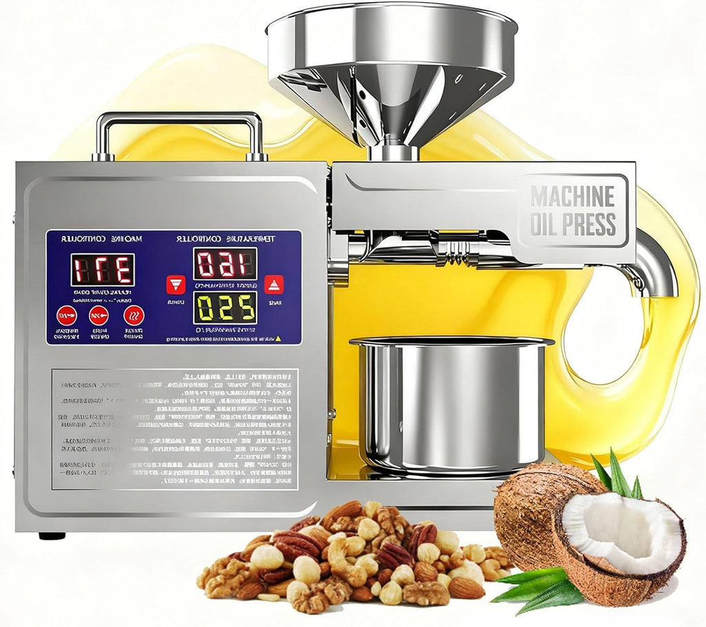 Prensa Aceite Oliva Automática De 820W, Maquina Cortar Aceitunas En Frío Y Caliente para El Hogar, Extractor De Aceite Eléctrico para Aceitunas, Cacahuetes, Sésamo, Soja Y Nueces