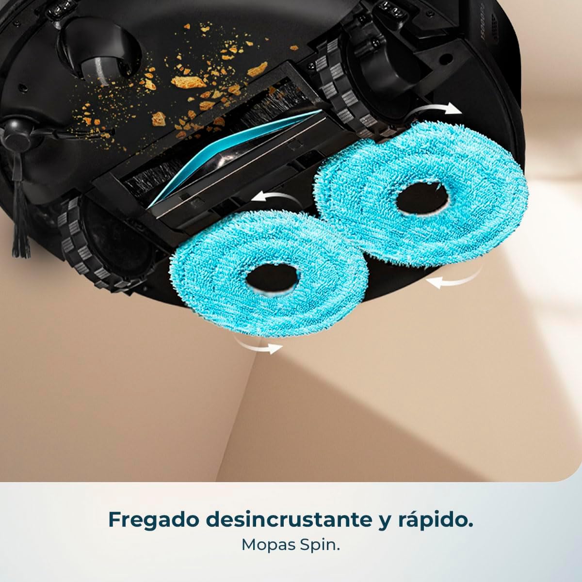 Cecotec Robot Aspirador y Friegasuelos con Base de Autovaciado y App Conga X50 X-Treme. Navegación Láser, Mapeo Interactivo, 15000Pa, Autonomía 240mins, Mopas Elevables, Base con 3 Depósitos