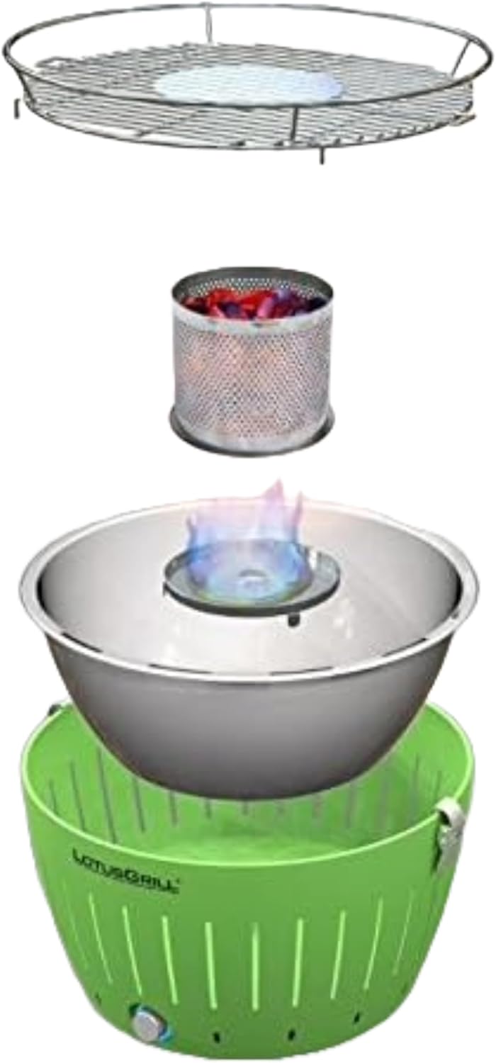 LotusGrill G-RO-34 - Barbacoa de carbón sin humo 35 x 26 x 23.4, color rojo