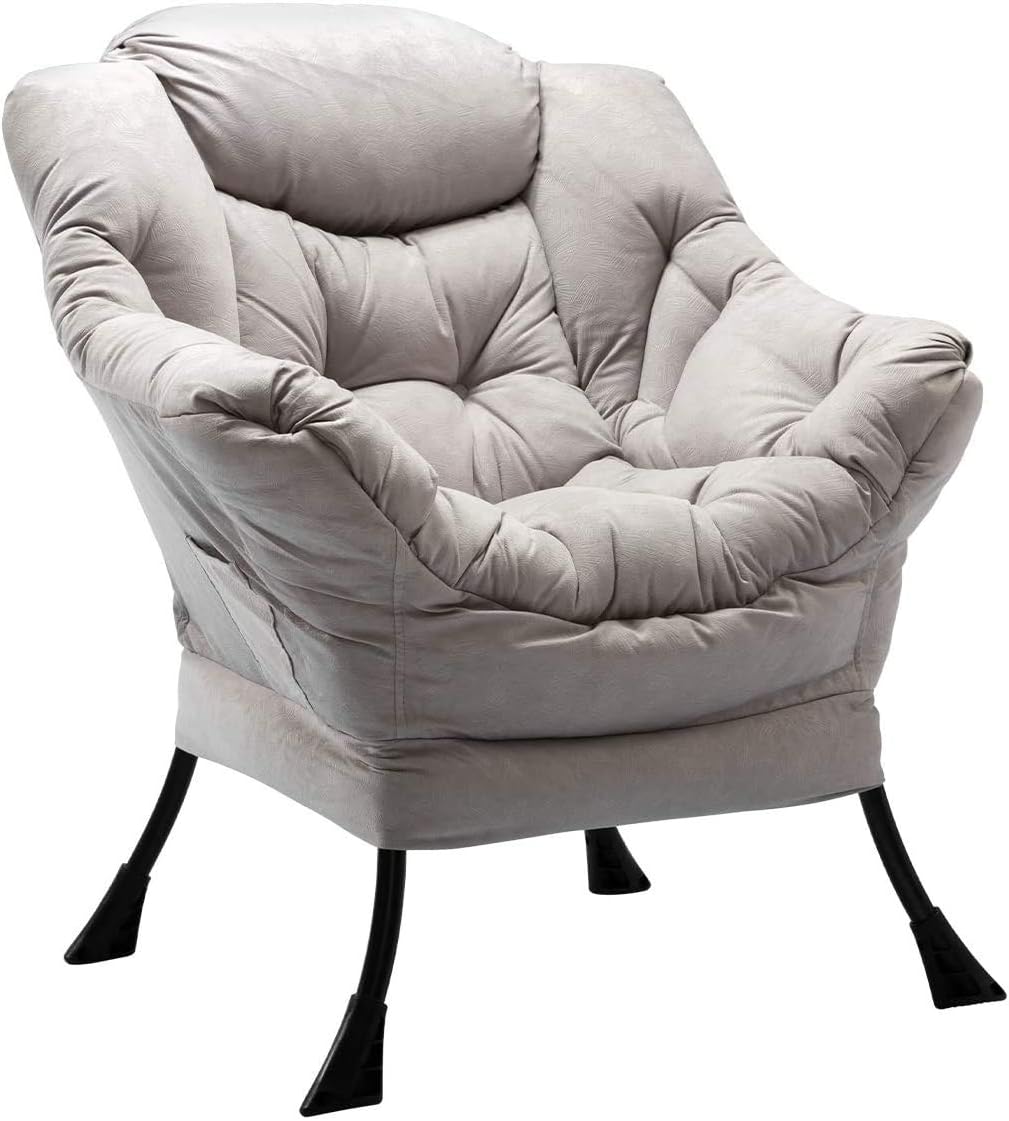 HollyHOME Poltrona, Relax Poltrona con Braccioli e Divano Pocket, Tessuto in Velluto, Leisure Sofa con Tessuto Moderno e Struttura in Acciaio, Blu Scuro