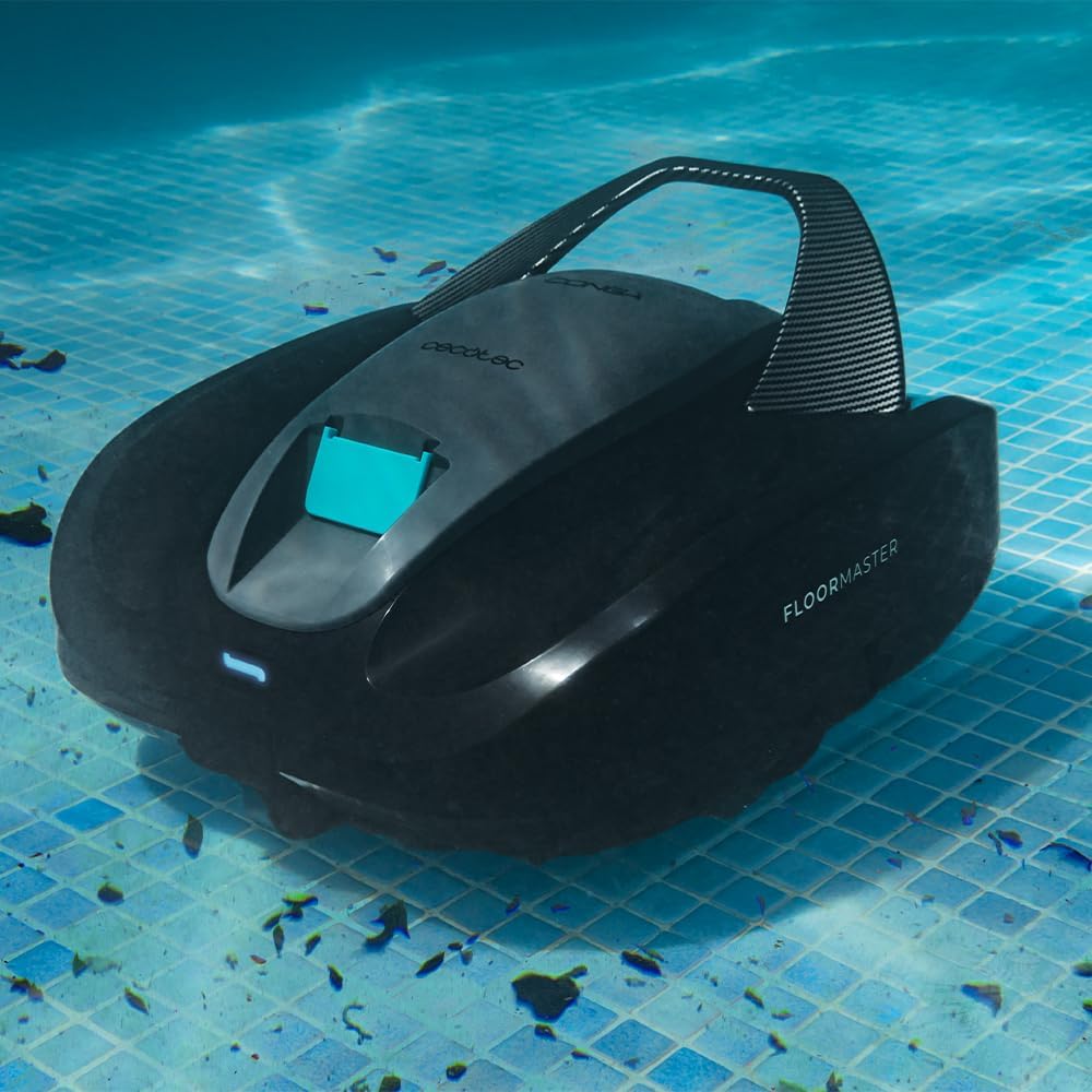 Cecotec Robot Limpiafondos Piscina sin Cable Conga Pooldroid 2000 FloorMaster. Autonomía 100mins, Piscina sin Pendientes, hasta 80m2, Profundidad Máxima 2,5m, Capacidad 2,5L, Filtro Alta Eficiencia
