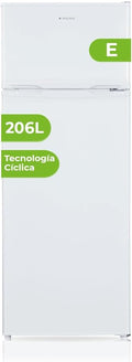 Aspes Frigorífico 2 Puertas Blanco AF145503E. Capacidad 206 Litros, Puerta Reversible, Bajo Nivel Sonoro, Eficiencia Energética Clase E